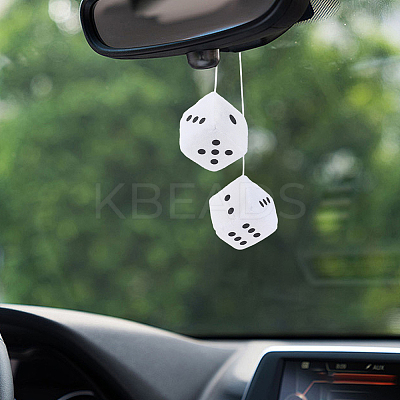 Fur Plush Dice Pendant Decorations HJEW-CN0001-44B-1