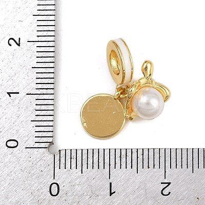 Brass White Enamel European Dangle Charms KK-N271-24G-1