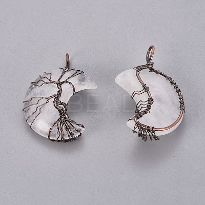 Natural Mixed Stone Tree of Life Wire Wrapped Pendants G-L520-E-R-NF-1