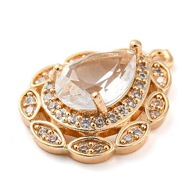 Golden Brass Micro Pave Cubic Zirconia Pendants LS-KK-K350-03G-02-1