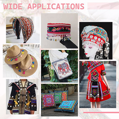 National Style Polyester Jacquard Flower Ribbon for Garment Accessories OCOR-WH0097-39A-1