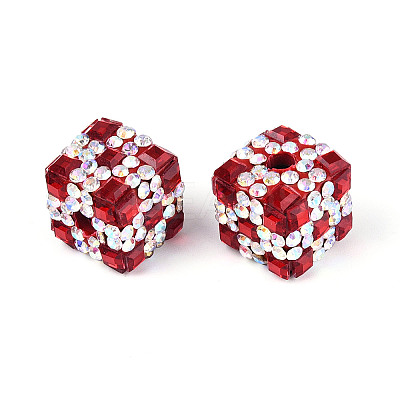 Polymer Clay Rhinestone Beads with Square Acrylic CLAY-T022-03D-1