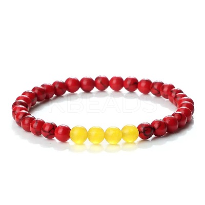 Synthetic Dyed Turquoise & Natual Citrine Round Beaded Bracelets for Women PG1321-6-1