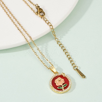 Brass Micro Pave Cubic Zirconia Pendant Neckalces for Women NJEW-C076-01A-G-1