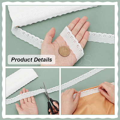 15 Yards Cotton Embroidery Flower Lace Trim DIY-WH0542-34C-1
