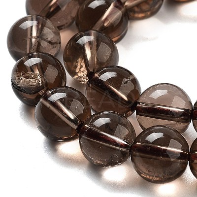 Natural Smoky Quartz Round Beads Strands X-G-E329-8mm-38A-1