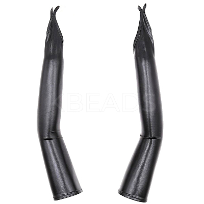 Women's Shiny Polyester Long Fingerless Gloves AJEW-CL0003-03B-1