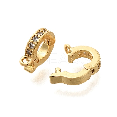 Rack Plating Brass Micro Pave Clear Cubic Zirconia Fold Over Clasps KK-H508-02G-1