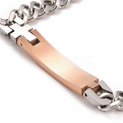 Crystal Rhinestone Rectangle & Cross Link Bracelet STAS-E160-30RGP-01-1