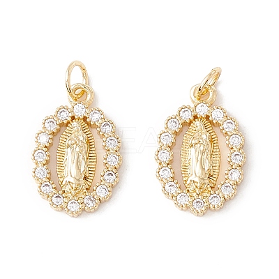 Rack Plating Brass Micro Pave Clear Cubic Zirconia Pendants X-ZIRC-I057-23G-1
