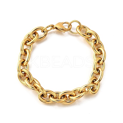 304 Stainless Steel Cable Chain Bracelets for Women LS-BJEW-Q050-01C-G-1