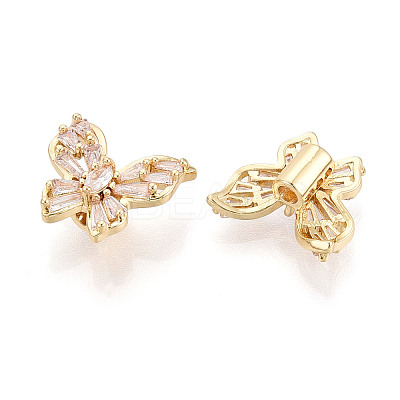 Brass Micro Pave Cubic Zirconia Beads KK-N276-08G-1