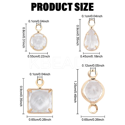 80Pcs 4 Styles Brass Cubic Zirconia Charms Sets ZIRC-YW0001-27-1