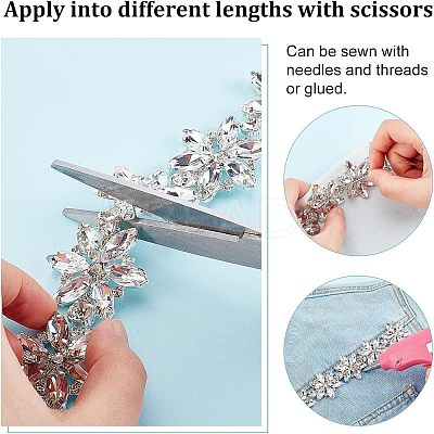 1Pc Shiny Flower Crystal Rhinestone Trim DIY-FG0003-37-1