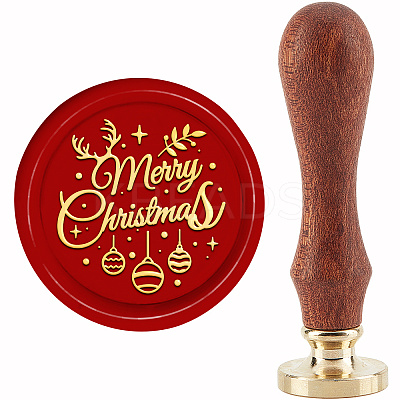 Brass Wax Seal Stamp with Handle AJEW-WH0184-0655-1