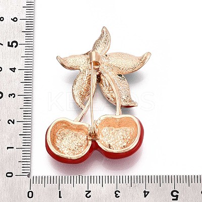 Cherry & Leaf Alloy Enamel Lapel Pins for Backpack Clothes JEWB-N009-02KCG-1