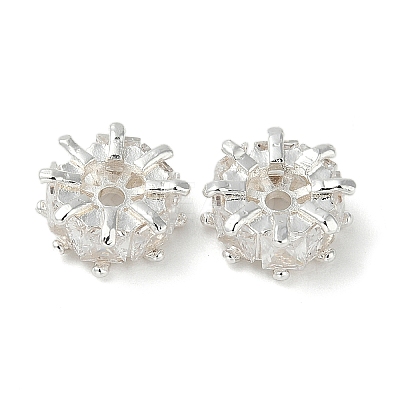Brass Micro Pave Cubic Zirconia Spacer Beads KK-U045-16S-1