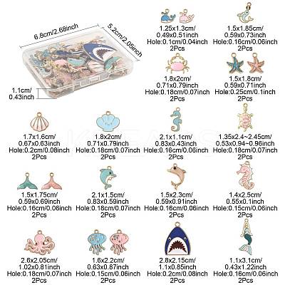 40Pcs 20 Styles Sea Animals Alloy Enamel Pendants ENAM-FS0003-49-1