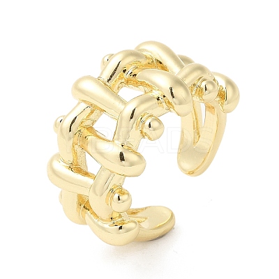 Brass Hollow Open Cuff Rings RJEW-K089-03G-1