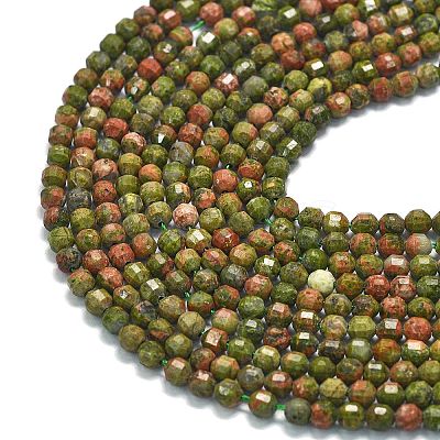 Natural Unakite Beads Strands G-A260-A41-01-1