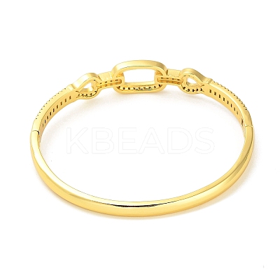 Brass Micro Pave Clear Cubic Zirconia Hollow Rectangle Hinged Bangles for Woman BJEW-M312-03D-G-1