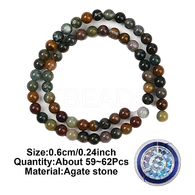 DIY Natuarl Indian Agate Bead Beacelet/Necklaces Making Kits DIY-YW0012-88D-1