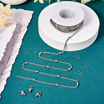 DIY Stainless Steel Satellite Chains Necklace Jewelry Kits DIY-TA0010-46-1