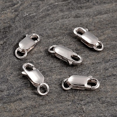 Anti-Tarnish Rhodium Plated 925 Sterling Silver Lobster Claw Clasps STER-K014-H154-12mm-P-1