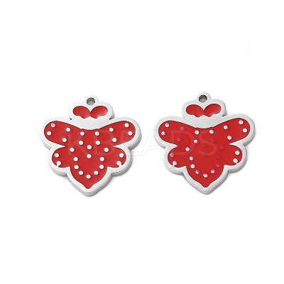 304 Stainless Steel Red Enamel Charms STAS-M102-63P-1