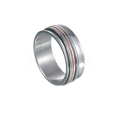 201 Stainless Steel Wide Band Rotating Finger Rings FS-WGEF0B4-16-1