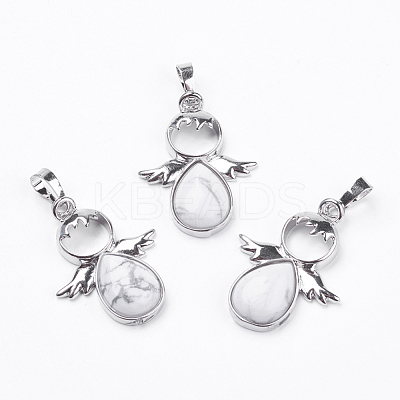 Natural Howlite Pendants G-G651-A14-1