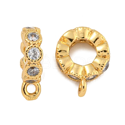 Rack Plating Brass Micro Pave Clear Cubic Zirconia Charms KK-U030-01G-1