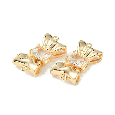 Brass Pave Cubic Zirconia Connector Charms KK-L208-01G-03-1