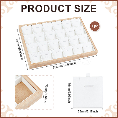 24 Grids Bamboo Pendant Display Trays with PU Imitation Leather Display Cards ODIS-WH0086-091A-02-1