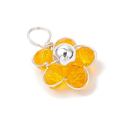 9Pcs 9 Colors Faceted Glass Round Beads Charms PALLOY-JF03648-01-1