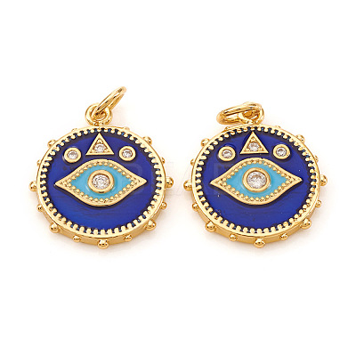 Brass Micro Pave Cubic Zirconia Pendants X-KK-I672-22G-1
