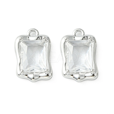 Brass Micro Pave Clear Cubic Zirconia Charms KK-L208-08P-1
