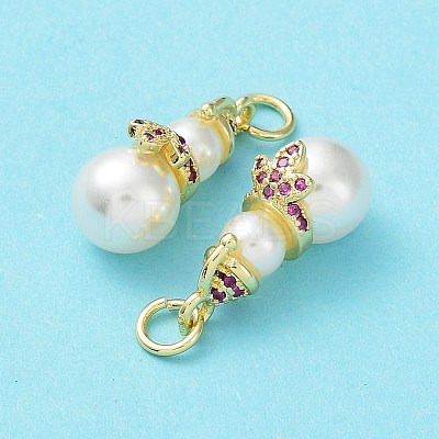 Brass & Cubic Zirconia & Plastic Imitation Pearl Pendants KK-G469-09G-1
