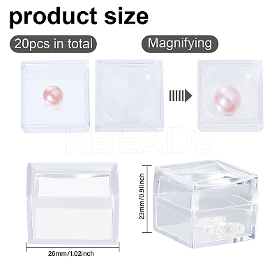 20Pcs Transparent Plastic Ring Viewer Magnifier Boxes CON-CA0001-024-1