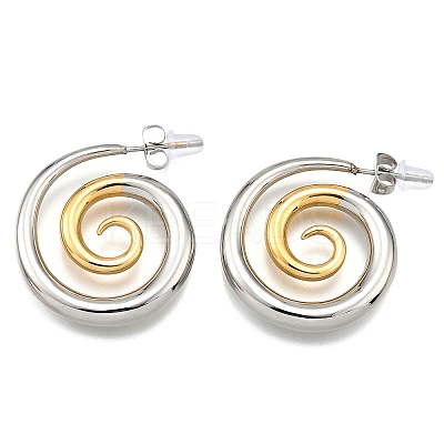 304 Stainless Steel Two-tone Stud Earrings for Women EJEW-R023-01GP-08-1