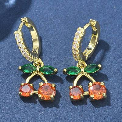 Cherry Brass Micro Pave Cubic Zirconia Hook Earrings & Necklaces Sets SJEW-U004-01G-1