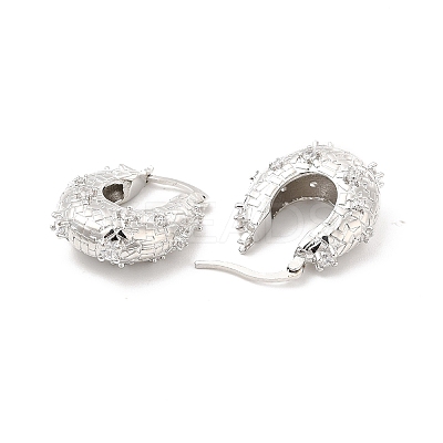Clear Cubic Zirconia Thick Hoop Earrings EJEW-P213-08P-1