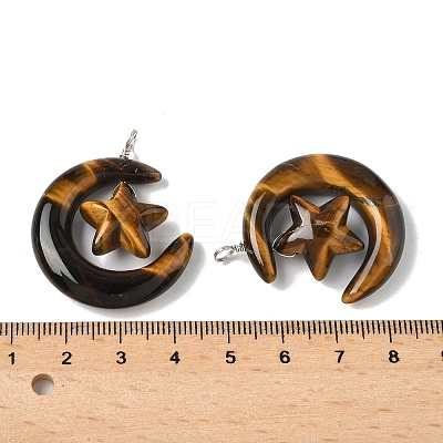 Natural Tiger Eye Pendants G-Z086-01P-25-1