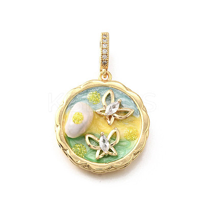 Brass Micro Pave Cubic Zirconia & Enamel Pendants KK-R222-15G-01-1