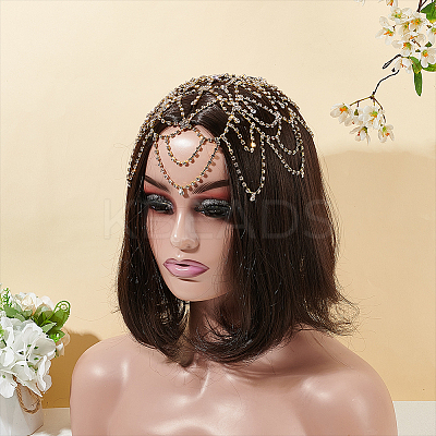 1Pc Rhinestone Mesh Headpiece Cap OHAR-WR0001-03G-1