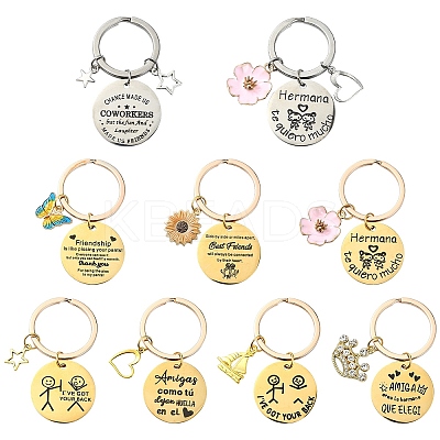 Alloy Enamel & 304 Stainless Steel Keychain KEYC-YW00094-01-1