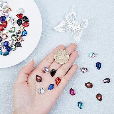 Pointed Back Glass Rhinestone Cabochons RGLA-OC0001-10-1