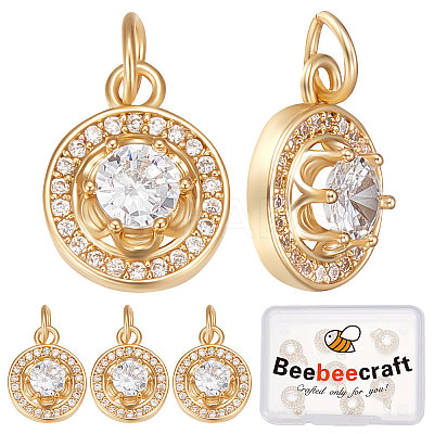 8Pcs Brass Micro Pave Clear Cubic Zirconia Charms KK-BBC0005-61-1