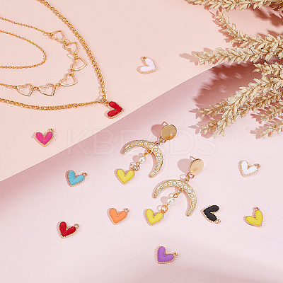 90Pcs 9 Colors Alloy Enamel Charms ENAM-PH0002-80-1