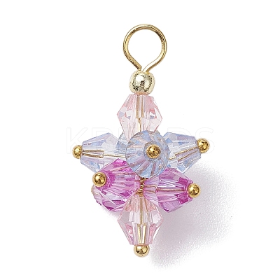 5Pcs Flower Acrylic Pendants PALLOY-JF03056-1